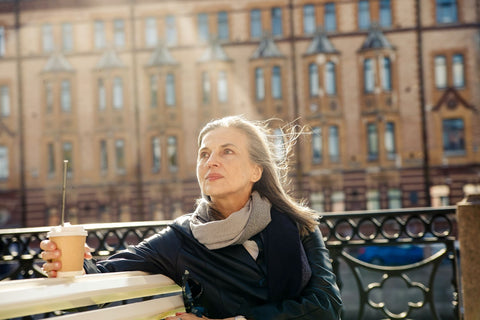 woman sitting on a bench
