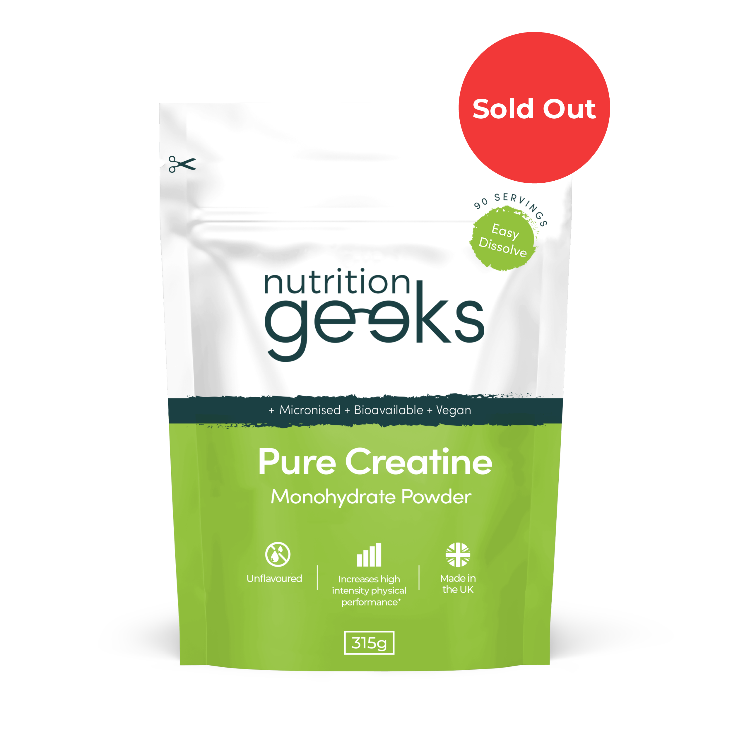 Pure Creatine Monohydrate Powder | 90 Servings - Nutrition Geeks