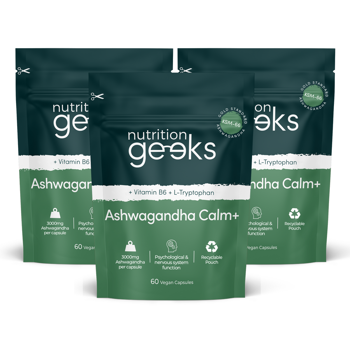 Ashwagandha Calm+ KSM-66 3000mg | 2 Month Supply - Nutrition Geeks
