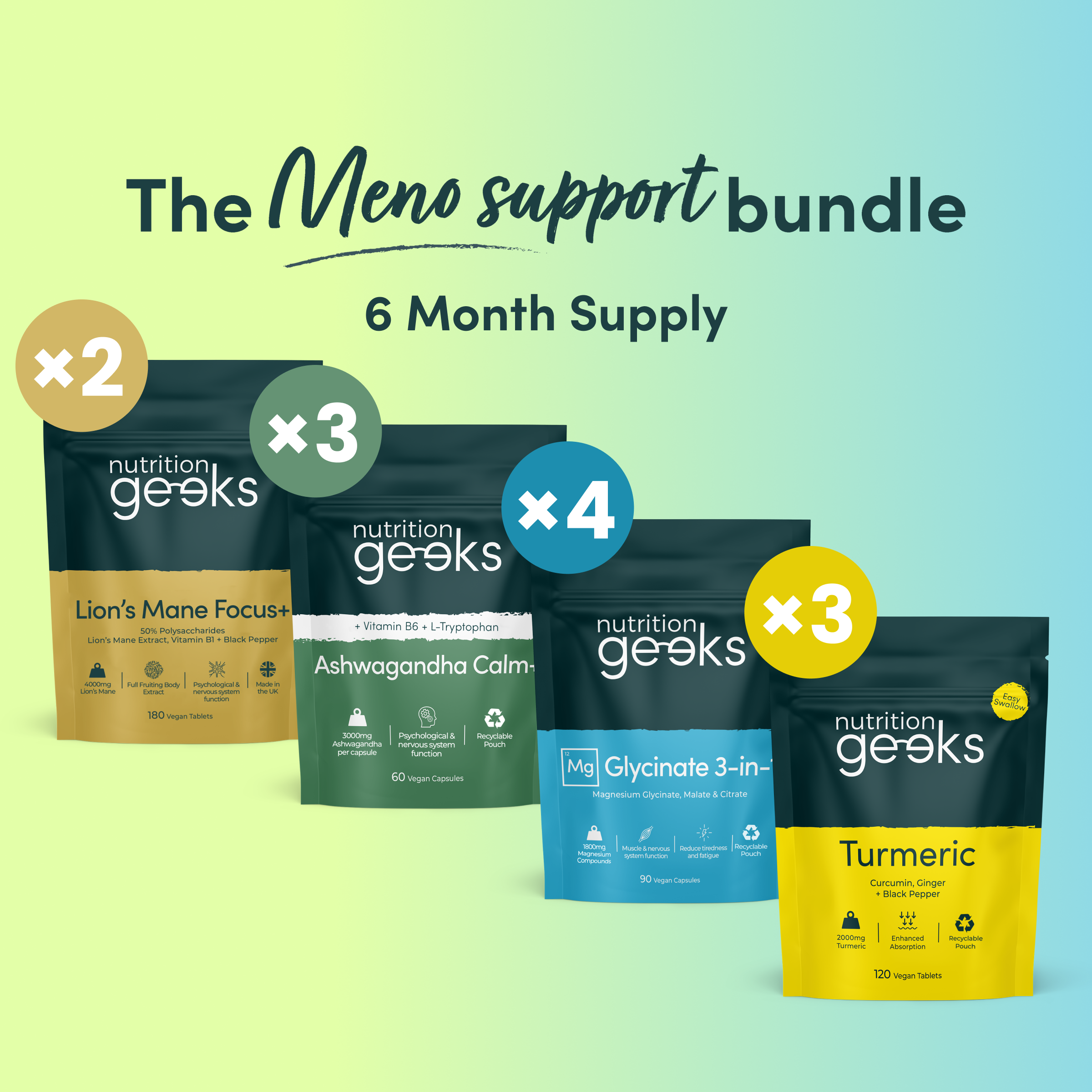 Packaging for Nutrition Geeks Iron Energy+ tablets, highlighting benefits like reducing fatigue and boosting immune function.