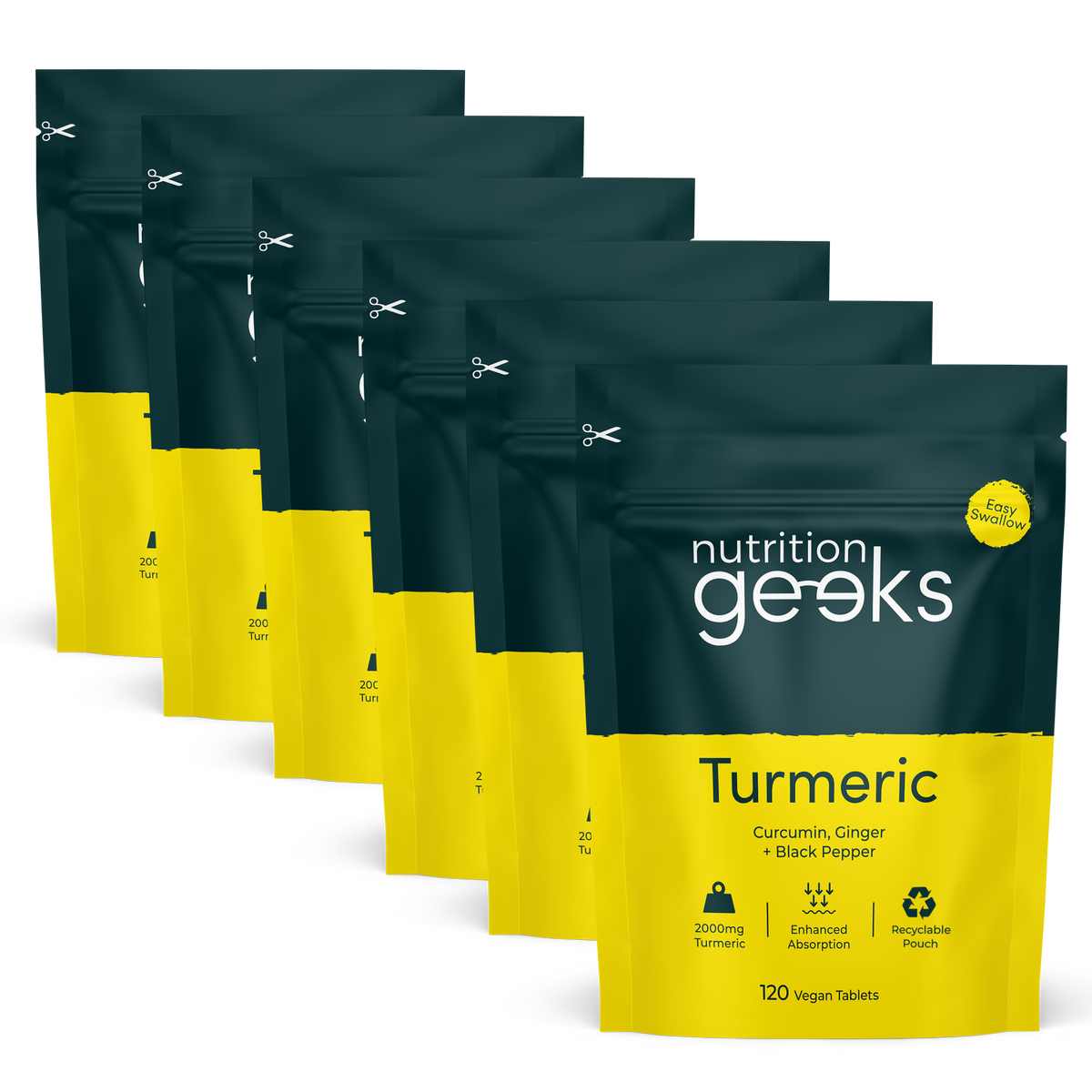 Turmeric, Ginger & Black Pepper 2000mg Tablets | 95% Curcumin Extract ...