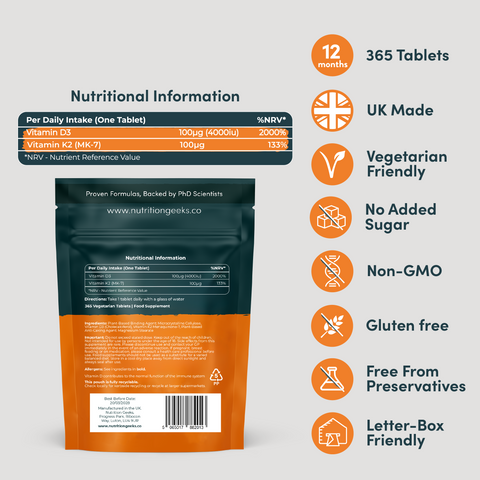 Vitamin D3 4000iu + K2-Nutrition Geeks